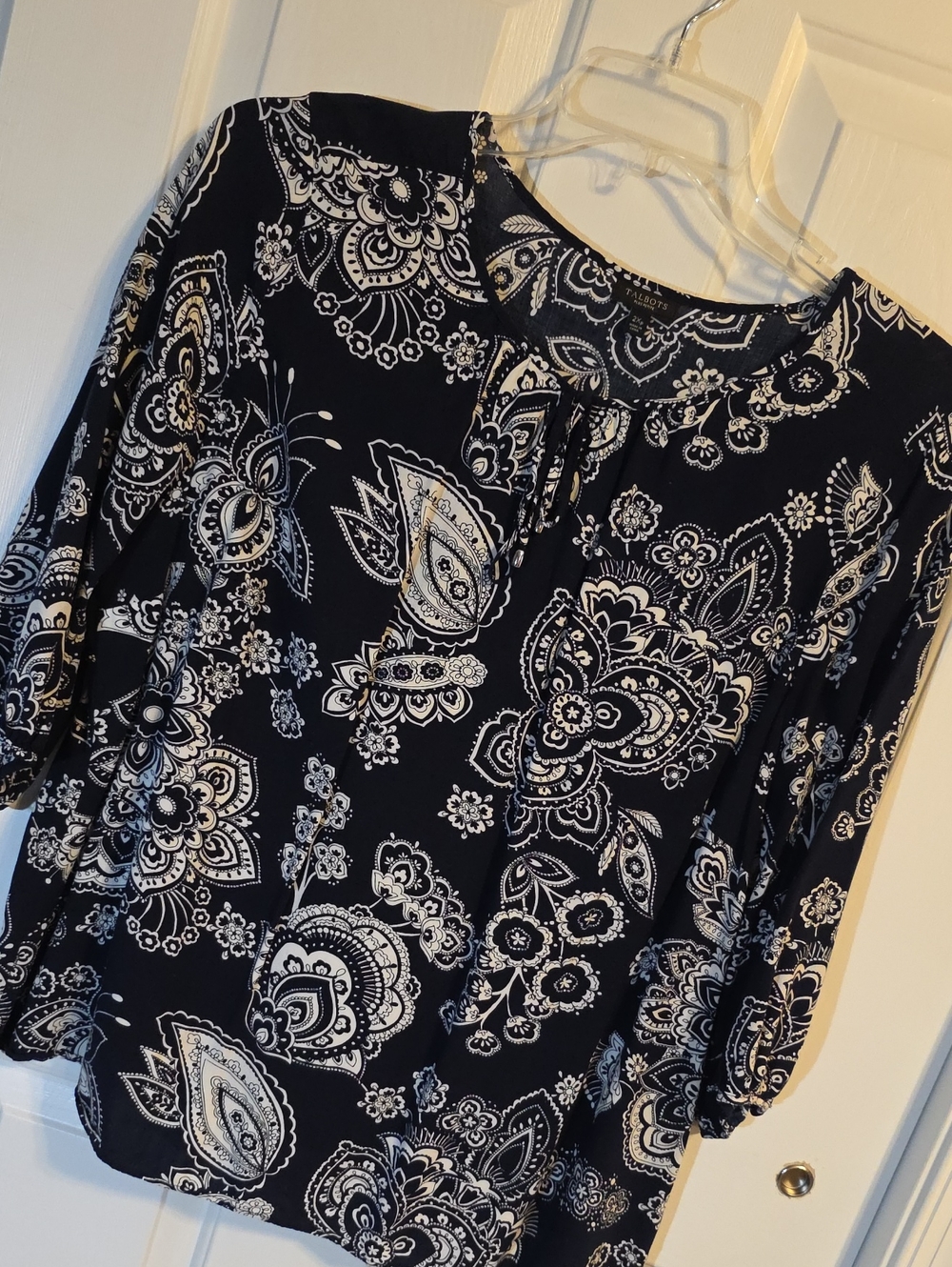Talbots Black and White Paisley Blouse **FREE W/ PURCHASE** T097